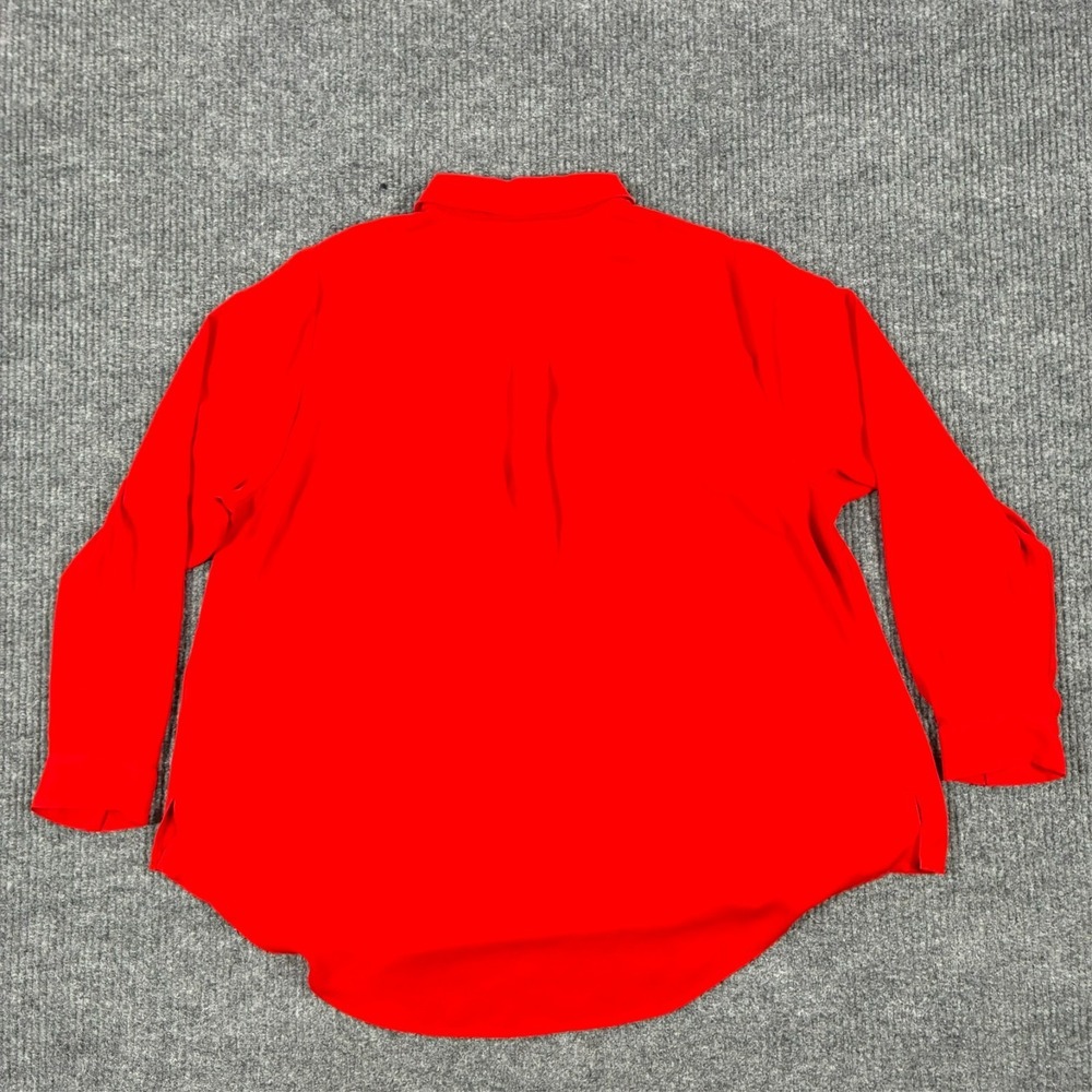 Lane Bryant Womens Plus Size 18/20 Red Button Front Roll Tab Long Sleeve Blouse - Picture 2 of 9